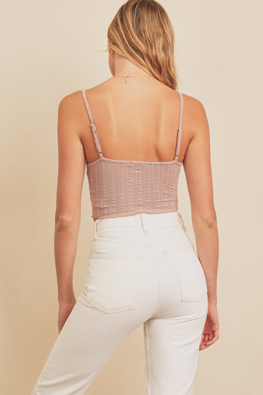 Lettuce Edge Knit Cami Top - Light Mauve