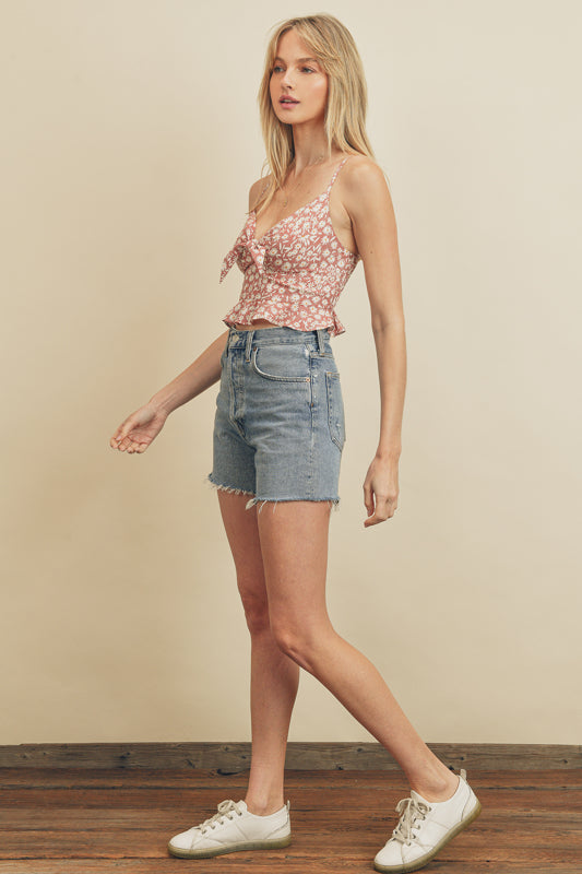 Believe In Love Tie-Accent Cami Top - Rustic Red