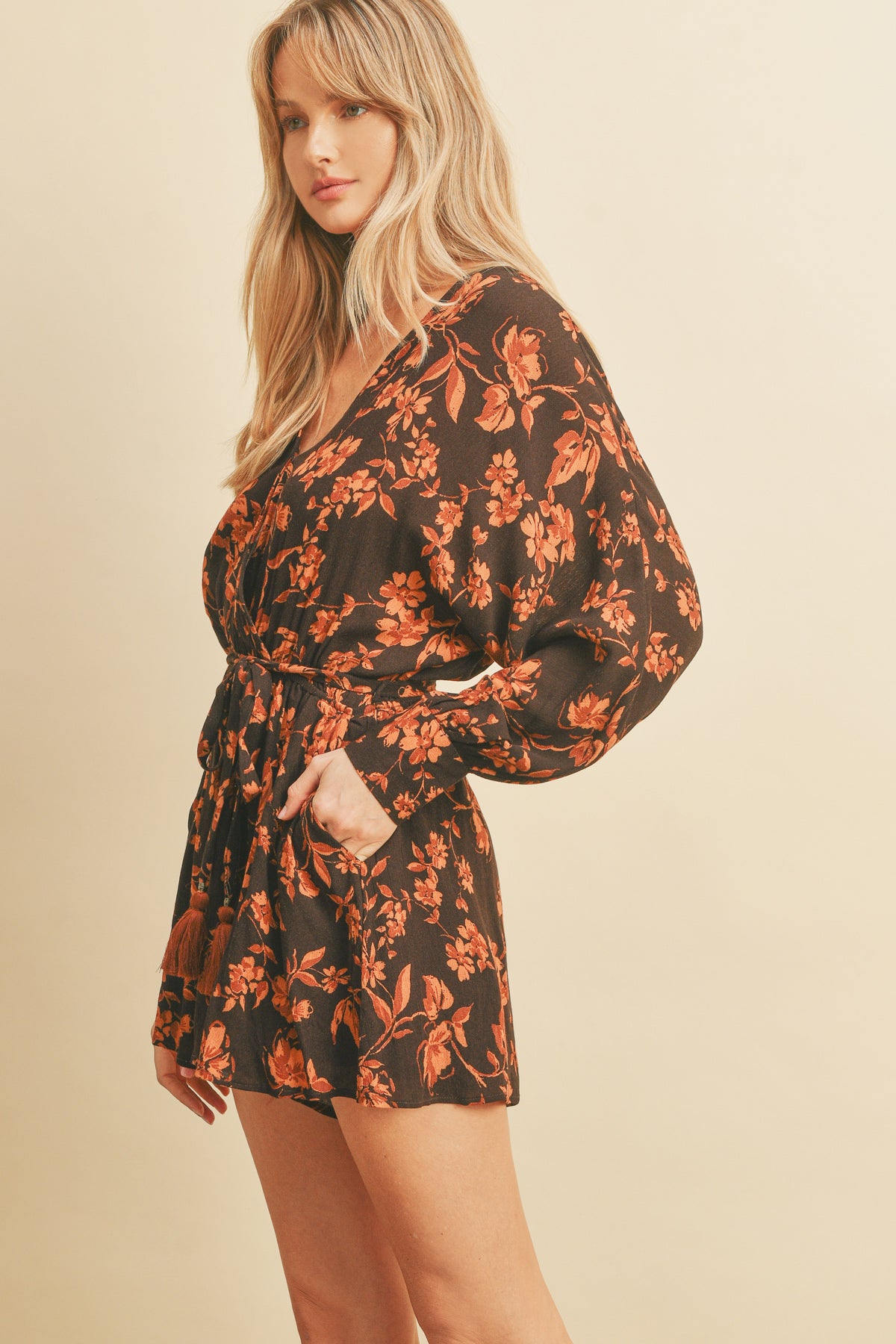 Chocolate Surplice Romper - Dark Brown/Sienna