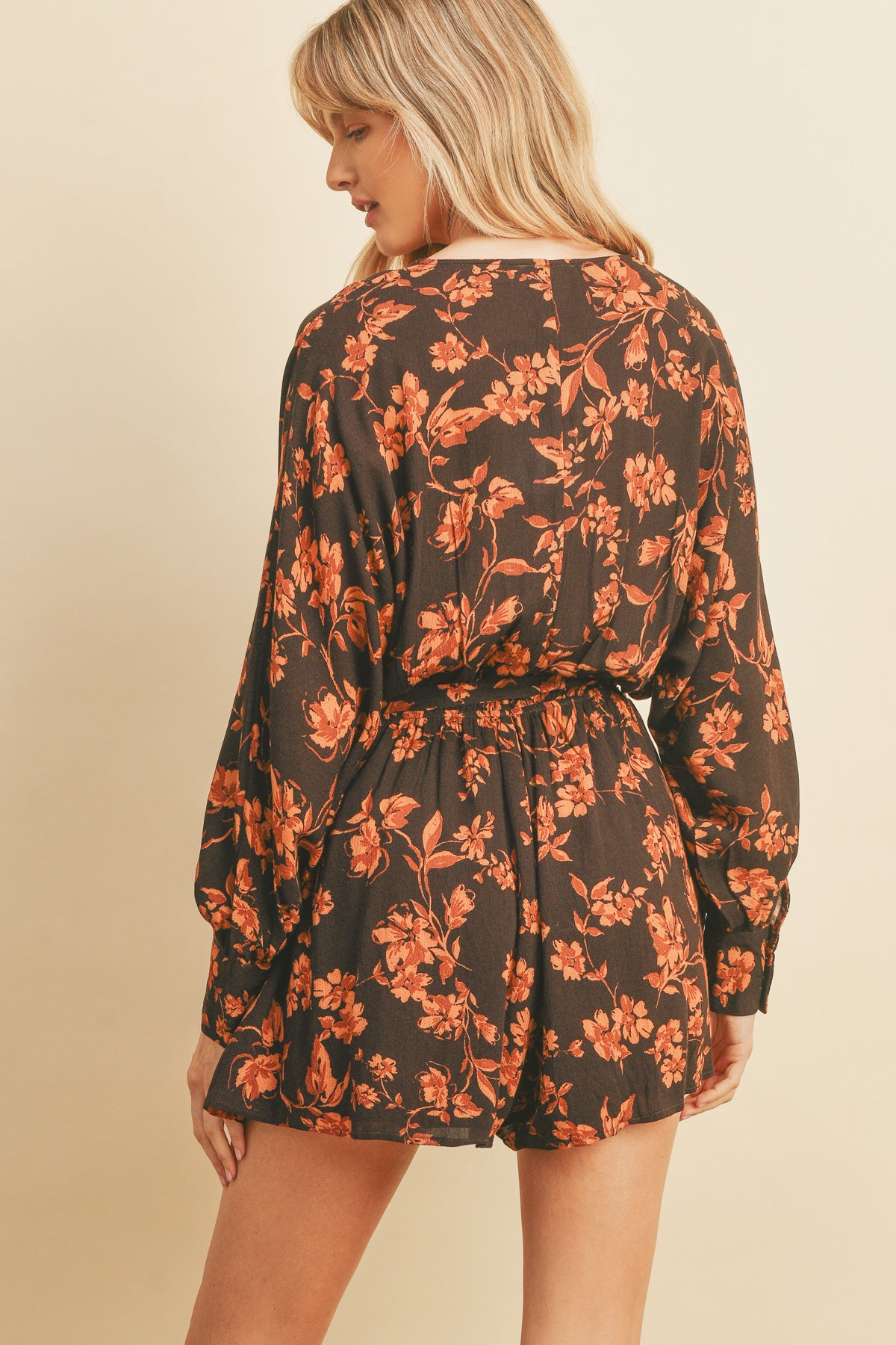 Chocolate Surplice Romper - Dark Brown/Sienna