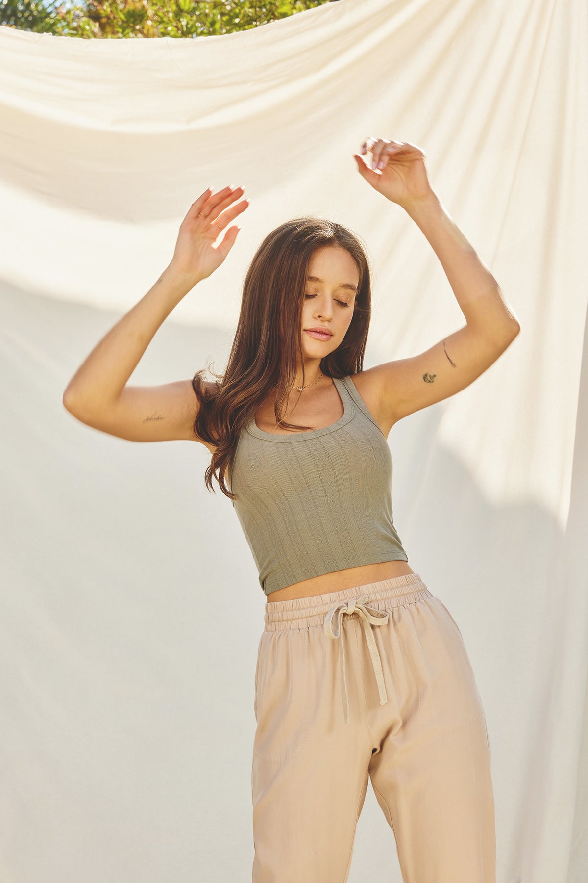 Pointelle Scoop Baby Tank - Sage Olive