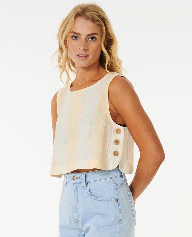 Classic Surf Stripe Tank Top - Washed Yellow