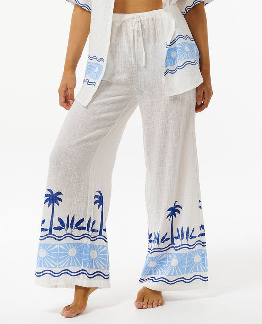 Santorini Sun Printed Pants - Blue