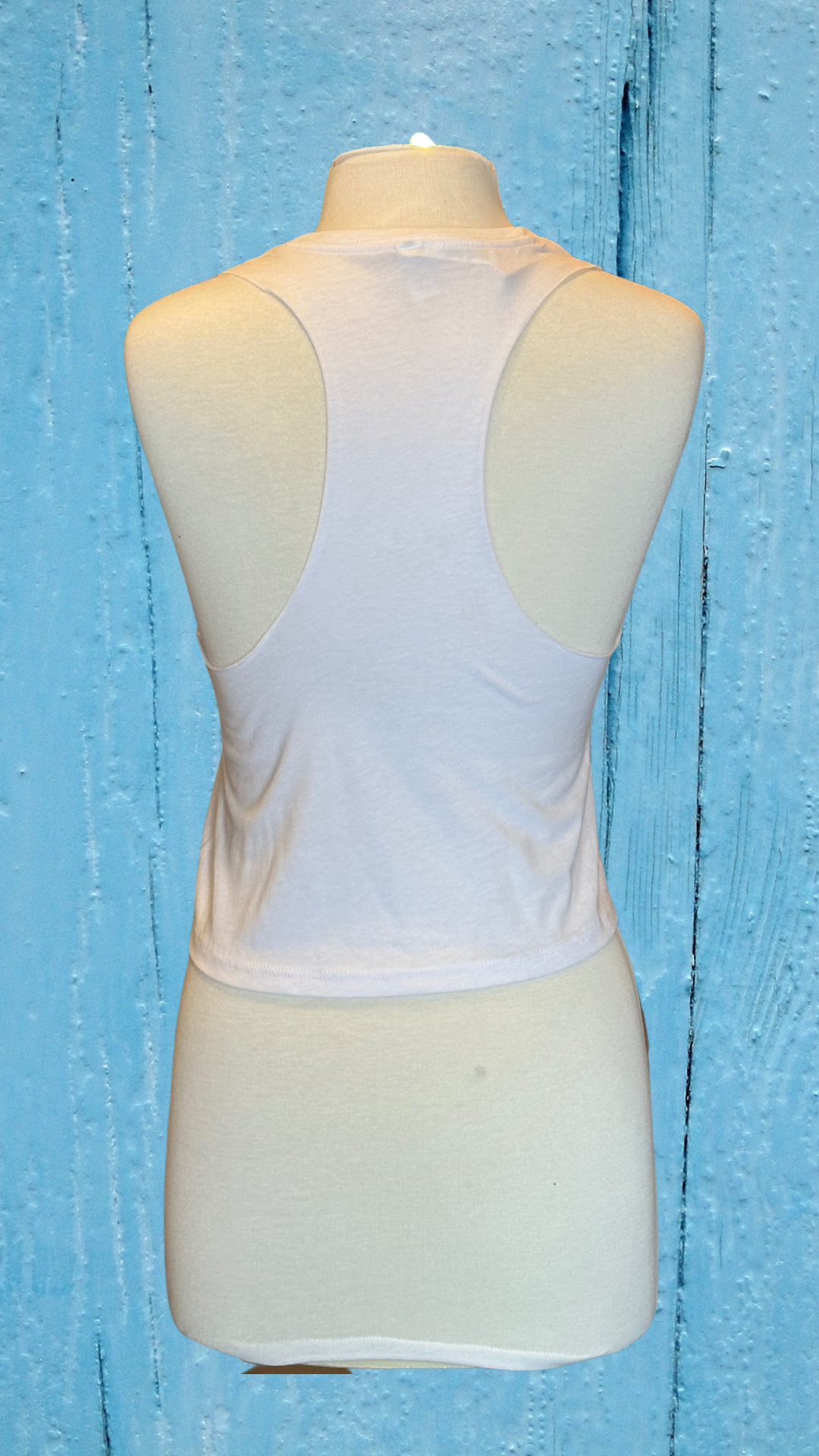 Women's Cropped Tank Top - White - Kaia Logo (Front) - Black Text