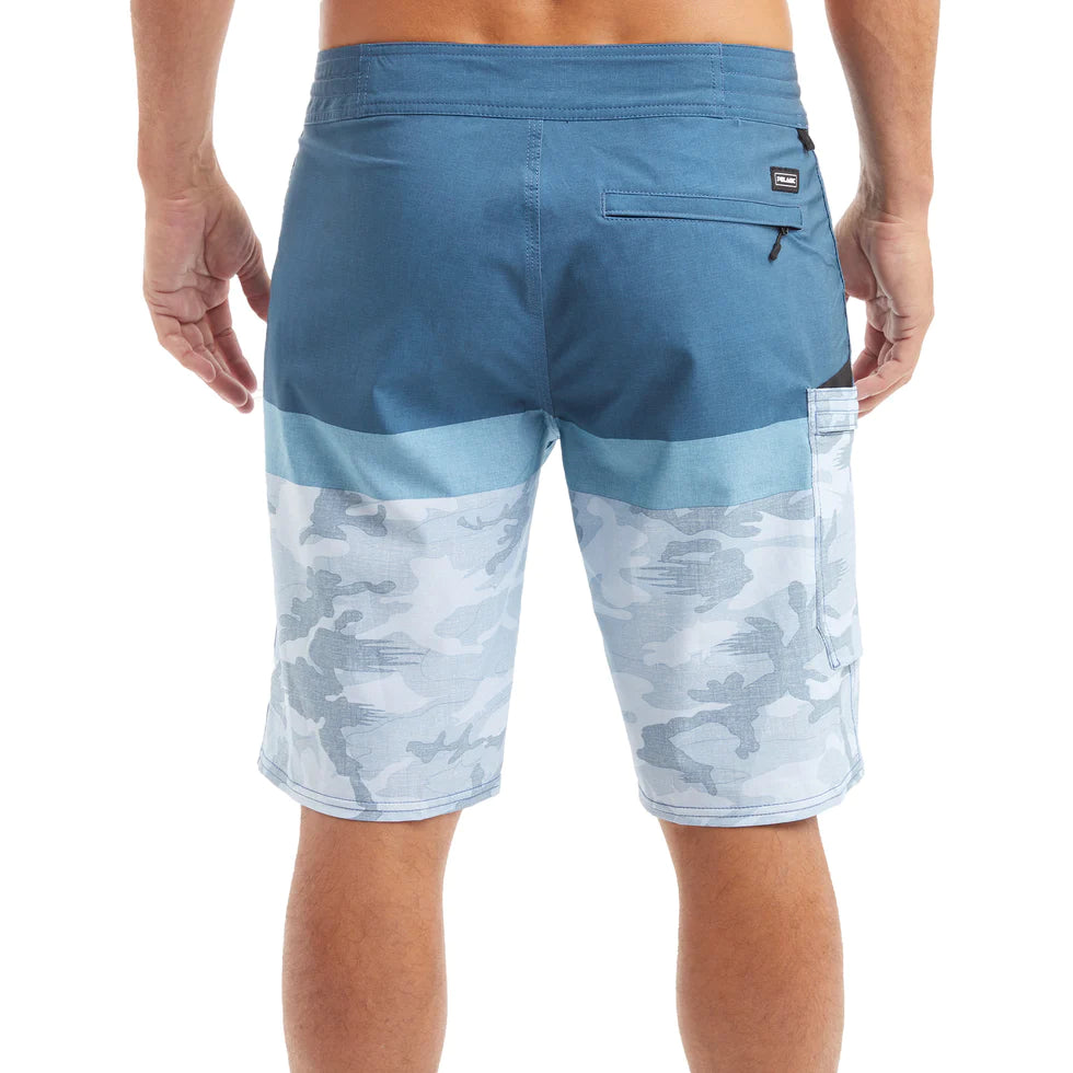 Blue Water 21" Board Shorts - Fish Camo Stacked - Slate