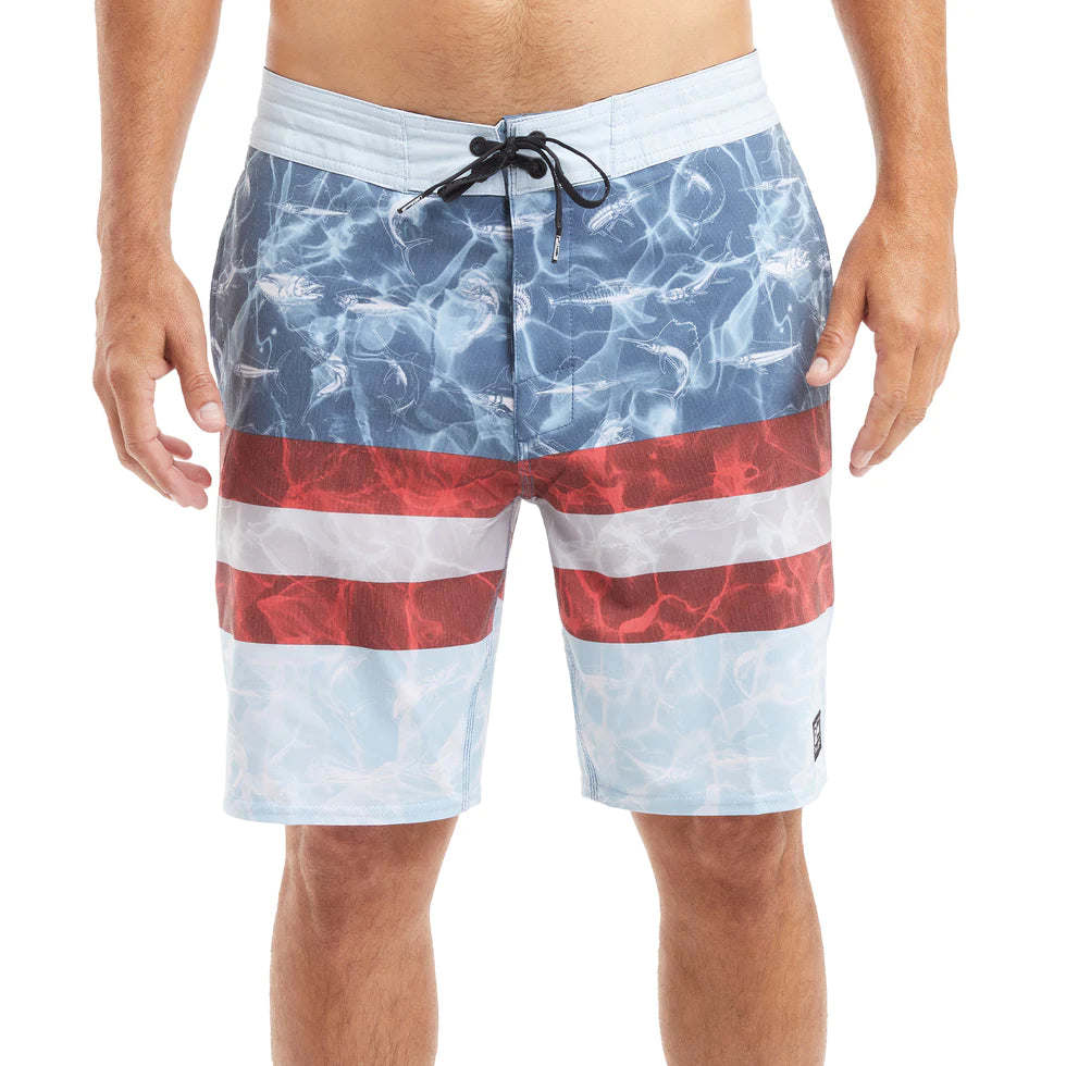 Deep Drop Board Shorts - Americamo - Smokey Blue