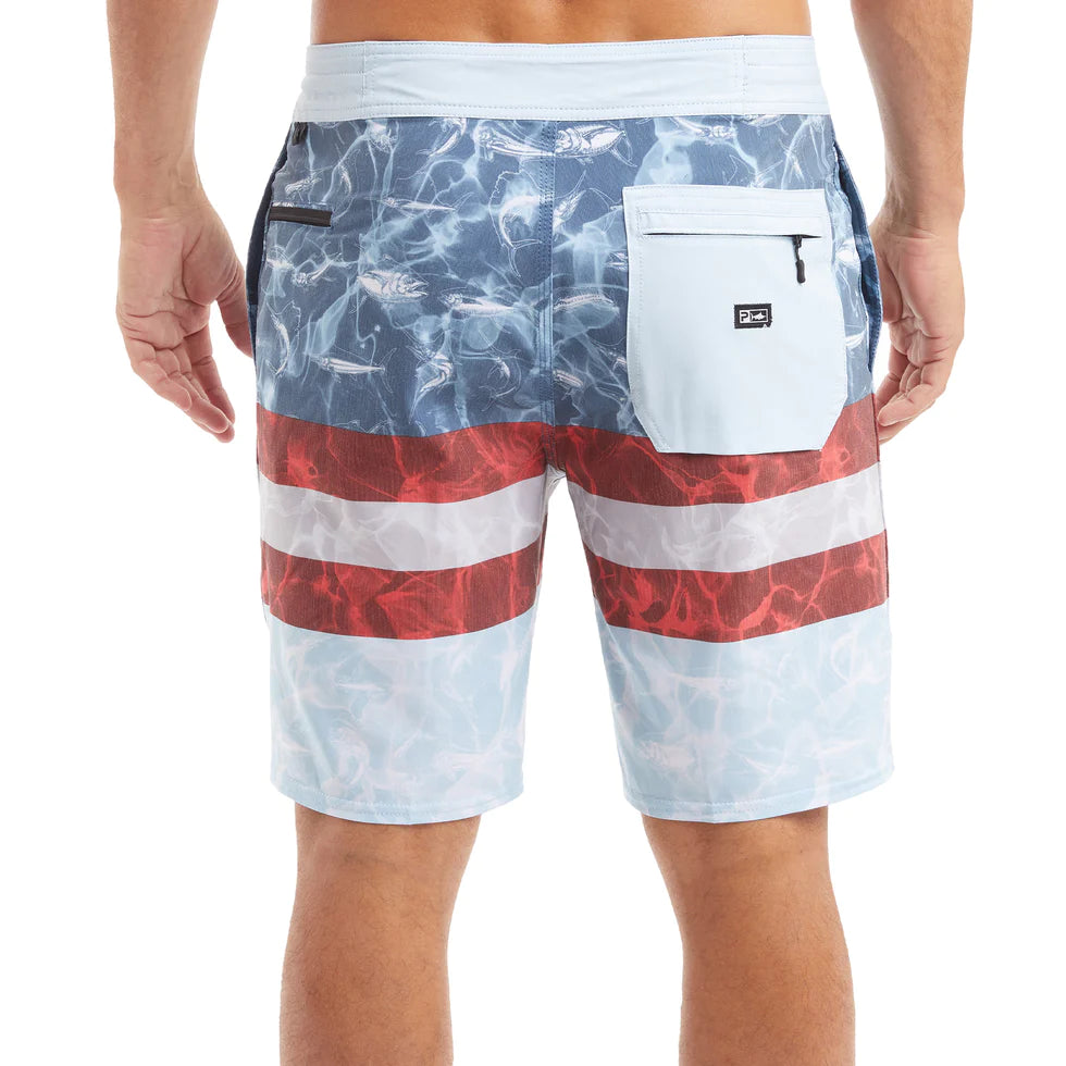Deep Drop Board Shorts - Americamo - Smokey Blue