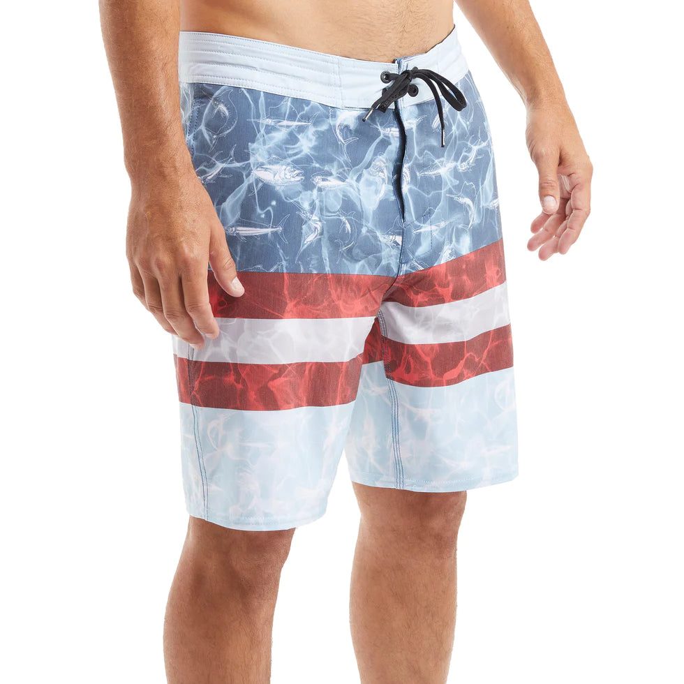 Deep Drop Board Shorts - Americamo - Smokey Blue