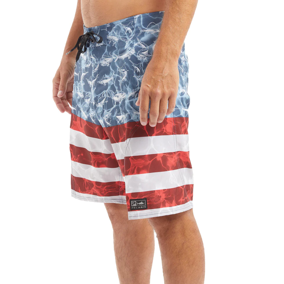 Sharkskin Board Shorts - Americamo - Smokey Blue