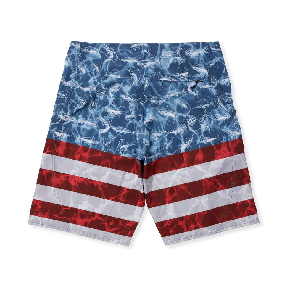 Sharkskin Board Shorts - Americamo - Smokey Blue