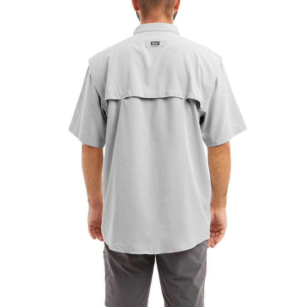 Keys Short Sleeve Button-Down Guide Fishing Shirt - Light Grey