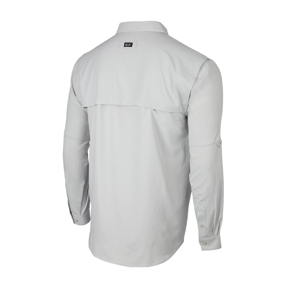 Keys Long Sleeve Button-Down Guide Fishing Shirt - Light Grey