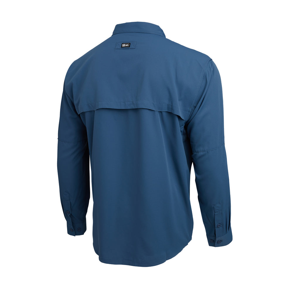 Keys Long Sleeve Button-Down Guide Fishing Shirt - Smokey Blue