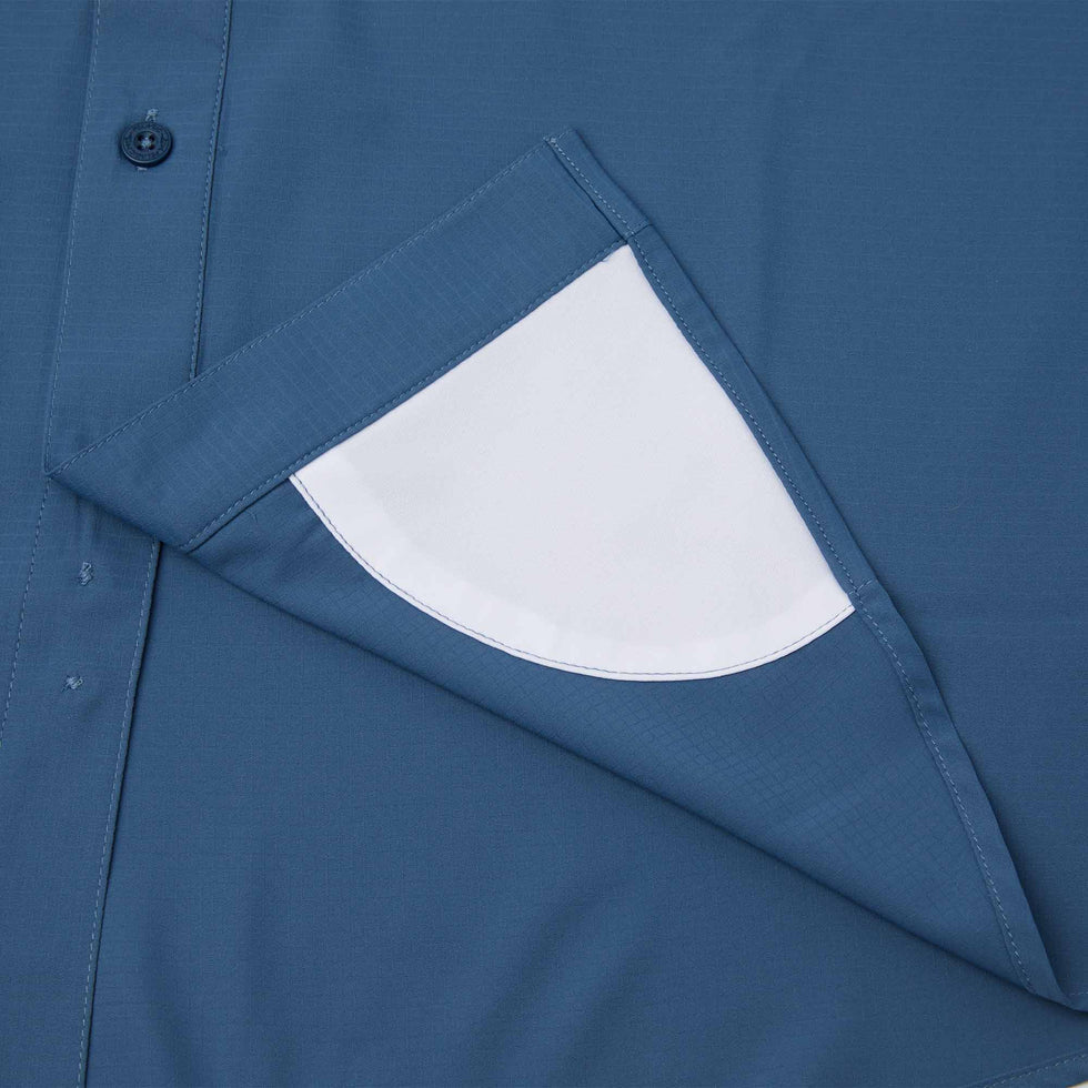 Keys Long Sleeve Button-Down Guide Fishing Shirt - Smokey Blue