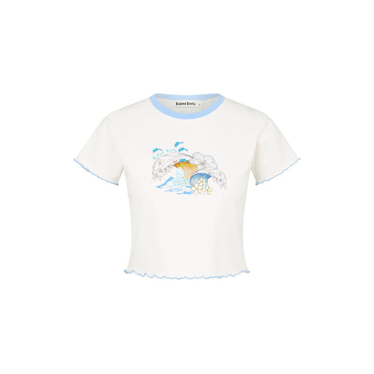 Lettuce Cropped MiniTee - Blue Crush