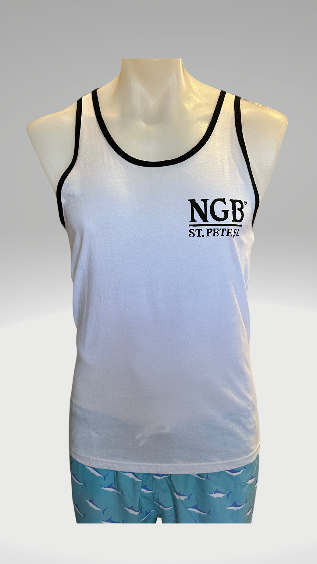 Men's Tank Top - White with Black Trim - Black Saint Petersburg State