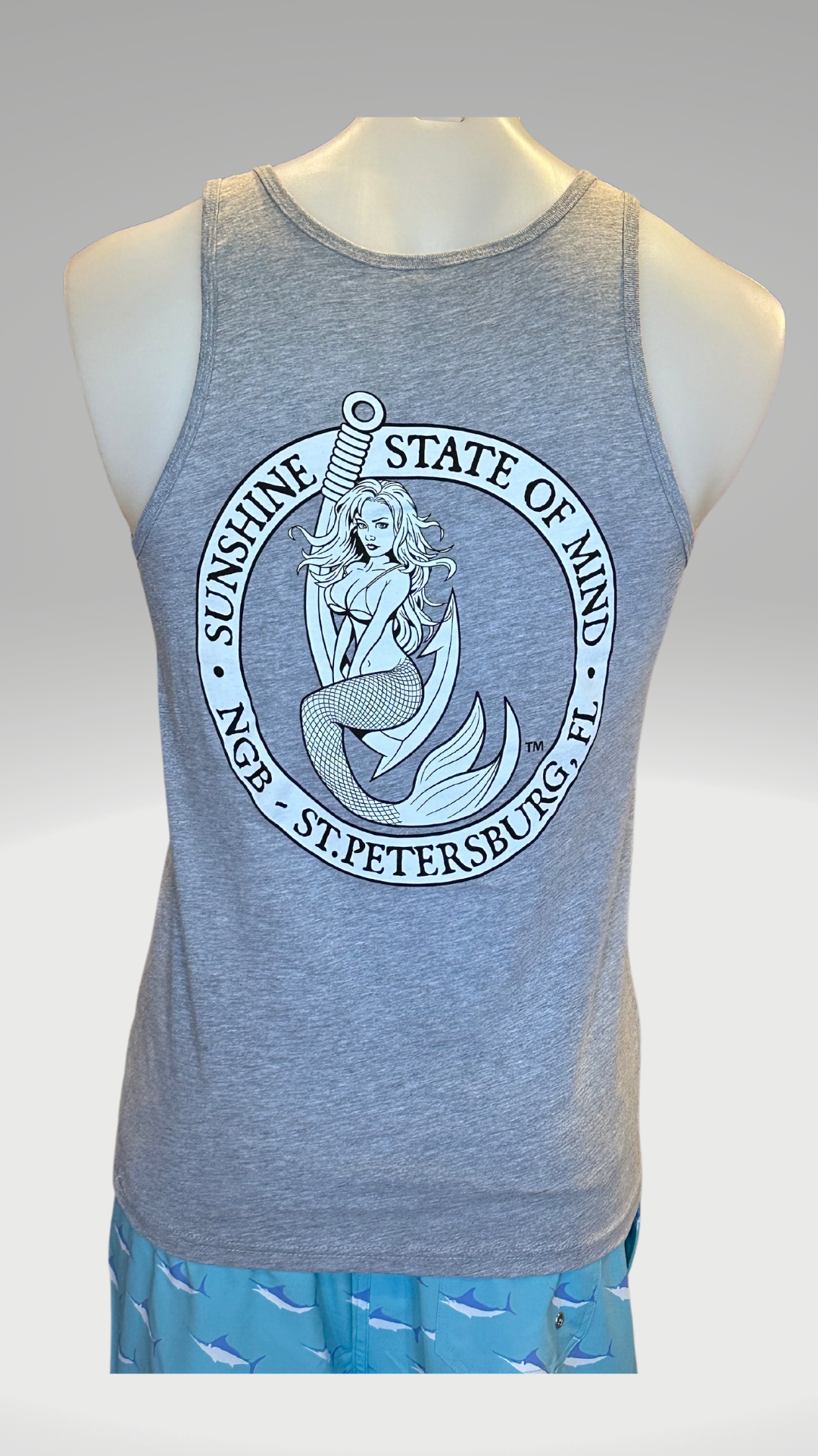 Men's Tank Top - Light Grey - Black/White Kaia on FL Seal