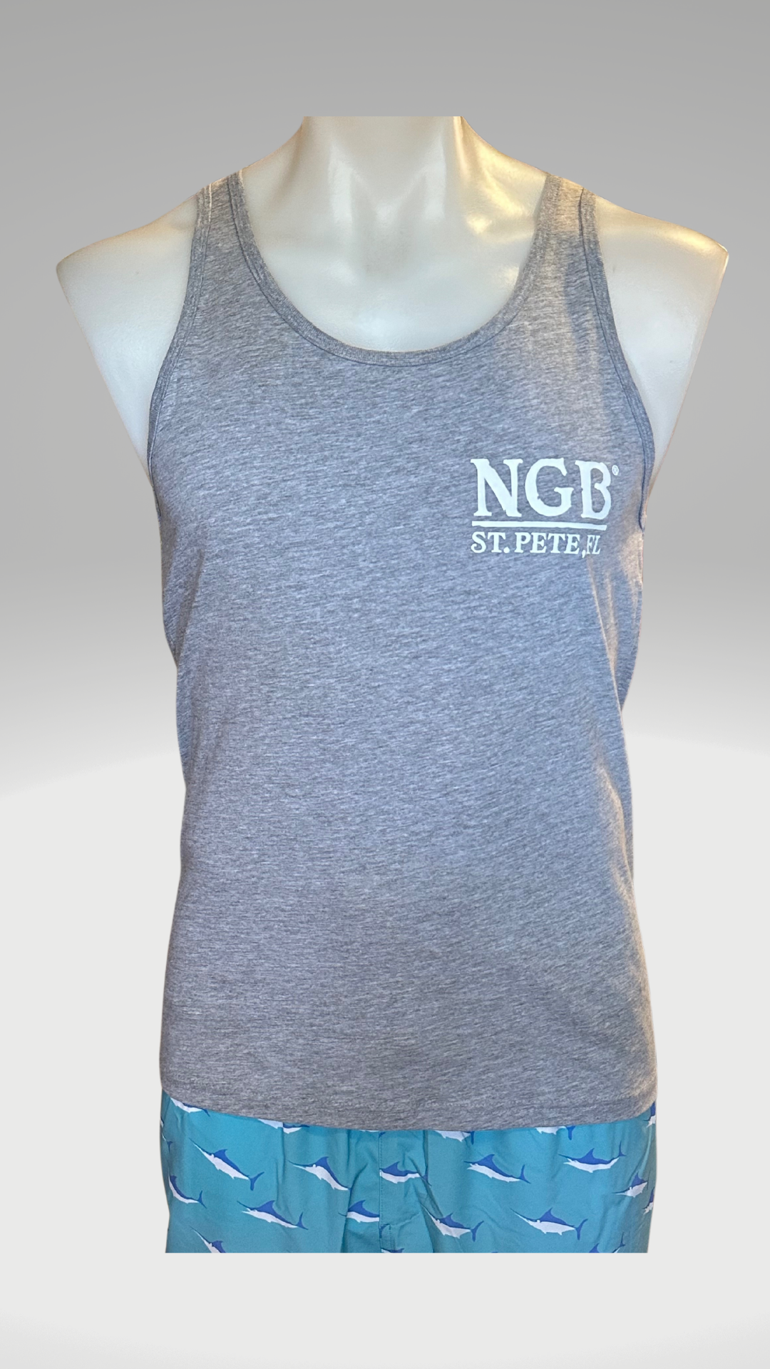 Men's Tank Top - Light Grey - Black/White Kaia on FL Seal