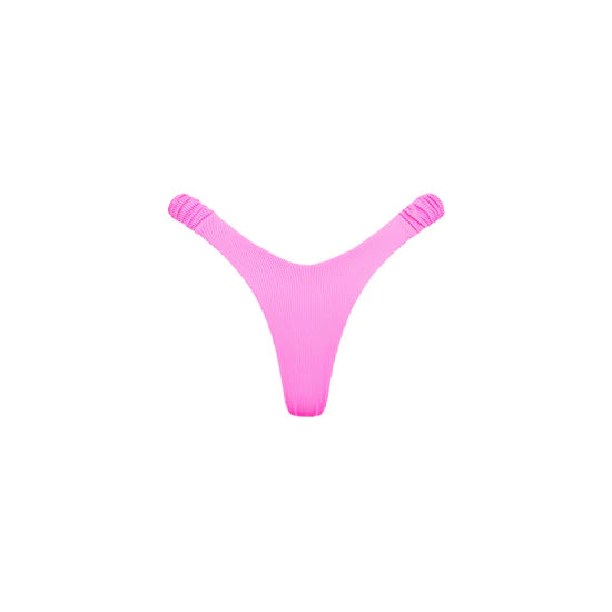 Kulani Kinis Retro Y Thong - Barbie Pink Ribbed