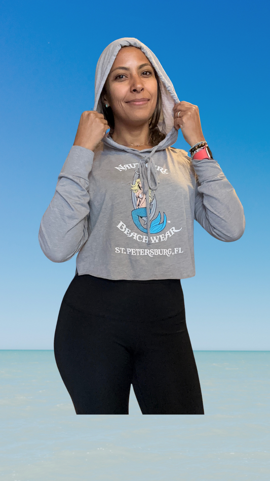 Women's Long Sleeve T-Shirt with Hood - Light Grey - Kaia Logo (Front) - White Text