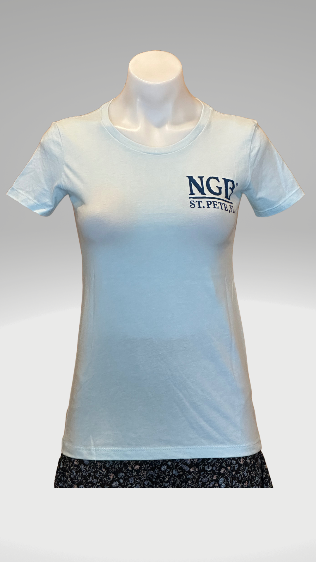 Women's Short Sleeve T-Shirt - Ice Blue - Kaia Logo - Blue Text