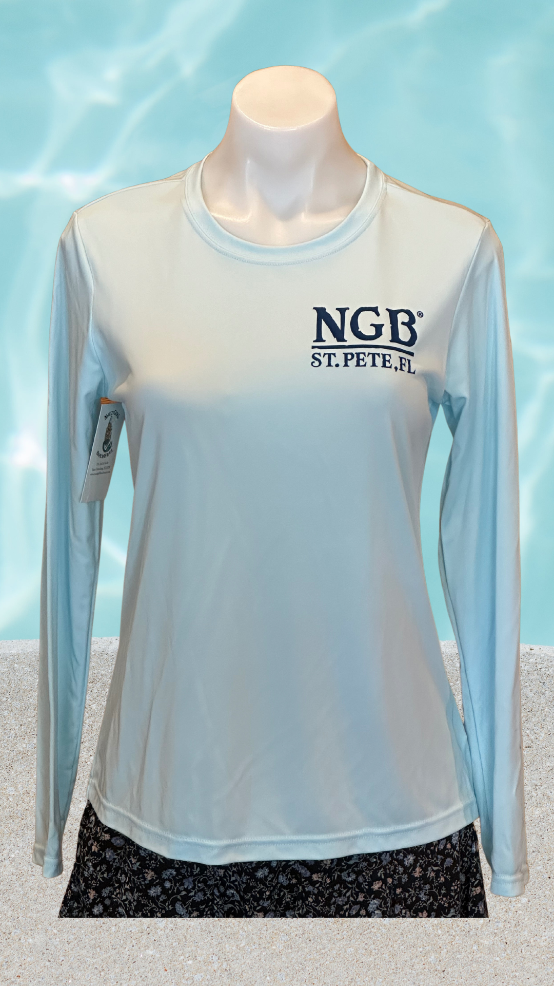 Women's Long Sleeve UPF Sun Shirt - Pastel Blue - Blue St. Pete Pelican