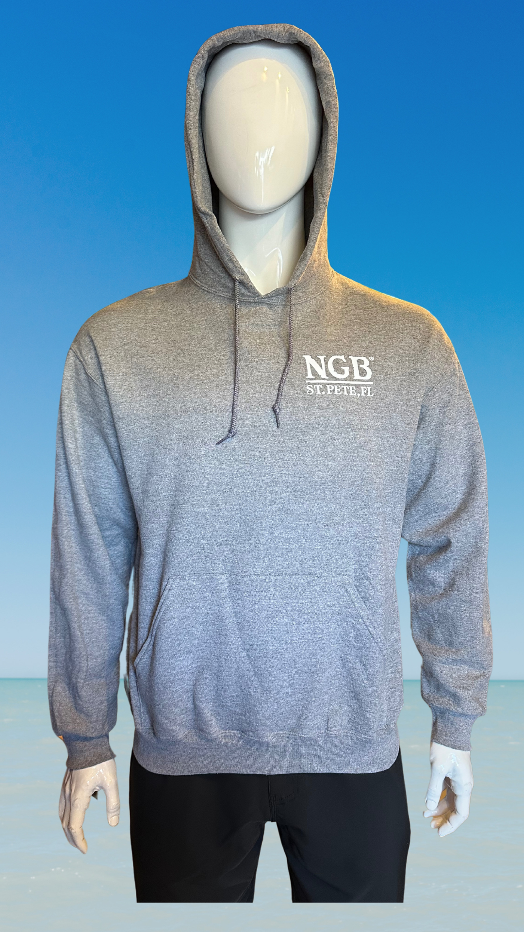 Pullover Hoodie - Light Grey - White St. Pete Pelican