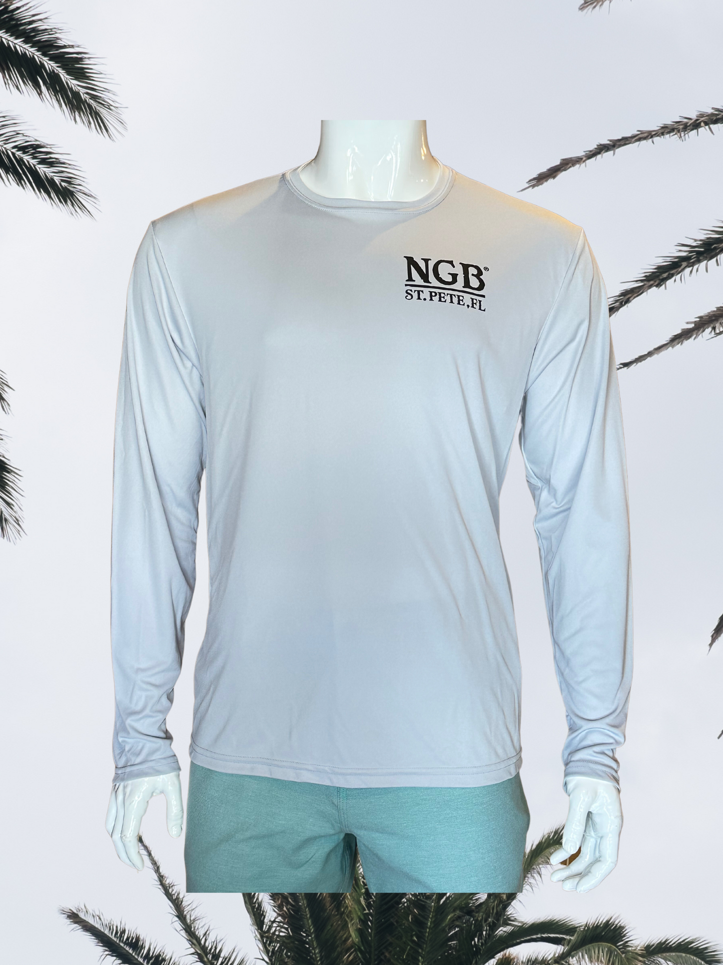 Long Sleeve UPF Sun Shirt - Silver - Black St. Pete Pelican