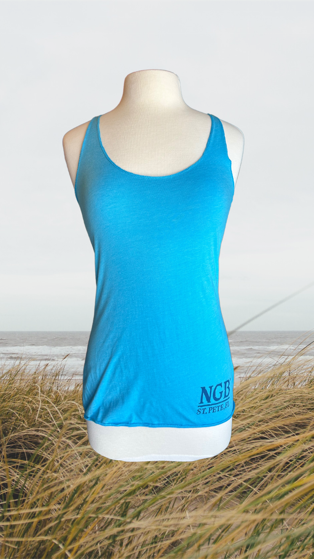Women's Tank Top - Aqua - Kaia Logo - Blue Text