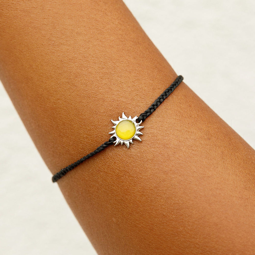 Charm Bracelet - Celestial Sun - Silver - Black