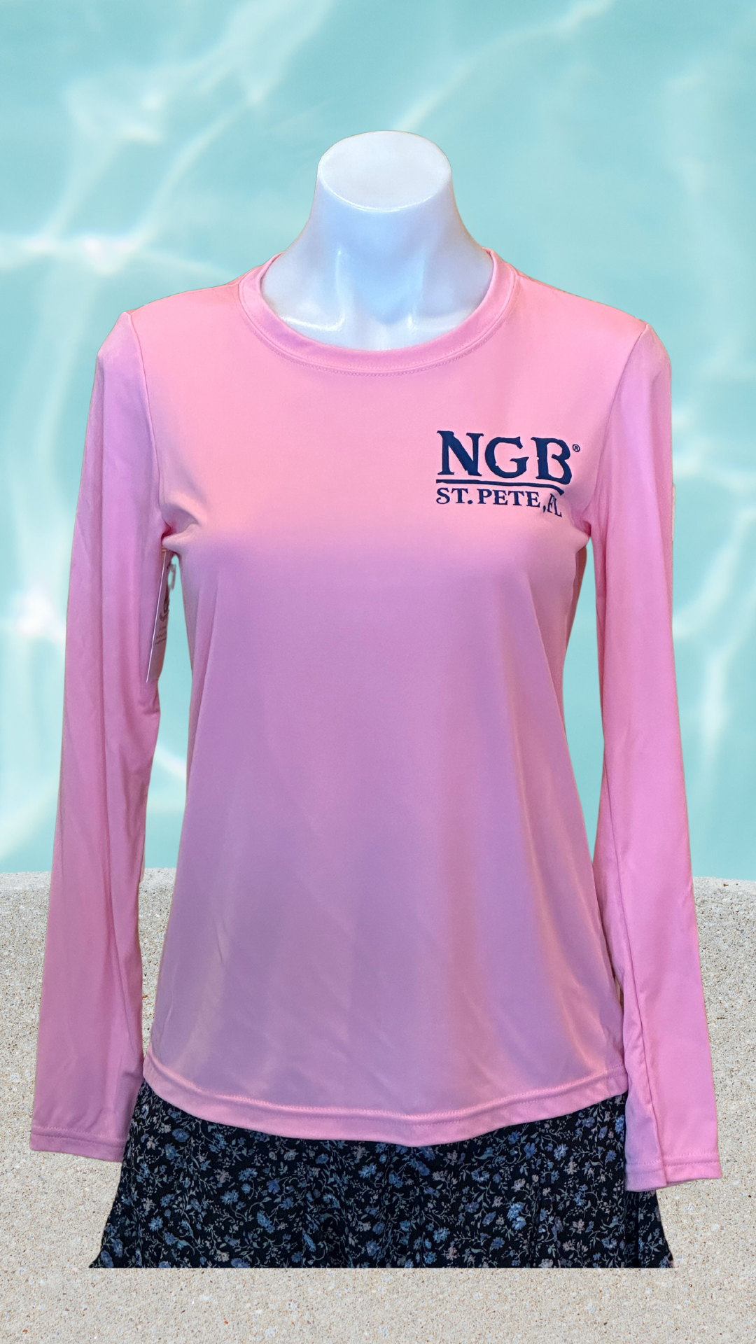 Women's Long Sleeve UPF Sun Shirt - Pink - Blue St. Pete Pelican