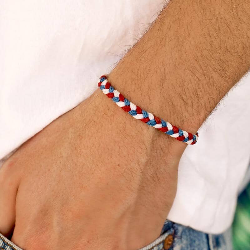 Multi Braided Bracelet - Red/White/Blue