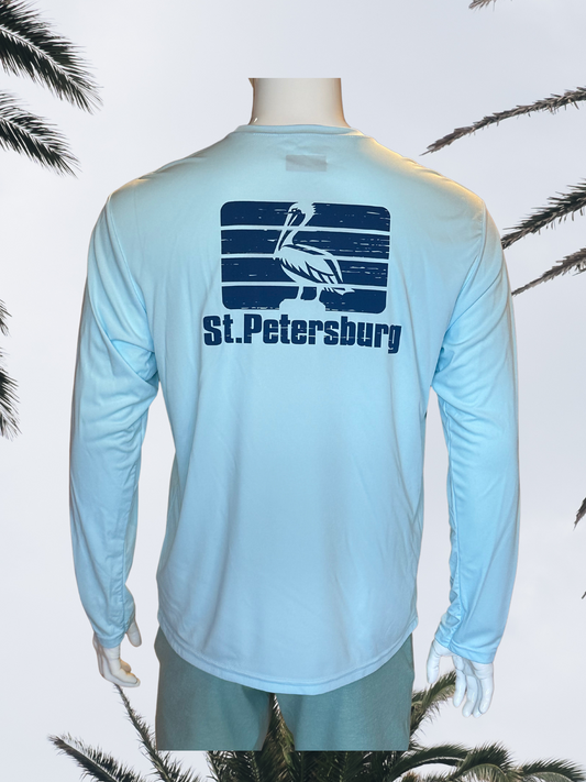 Long Sleeve UPF Sun Shirt - Pastel Blue - Blue St. Pete Pelican