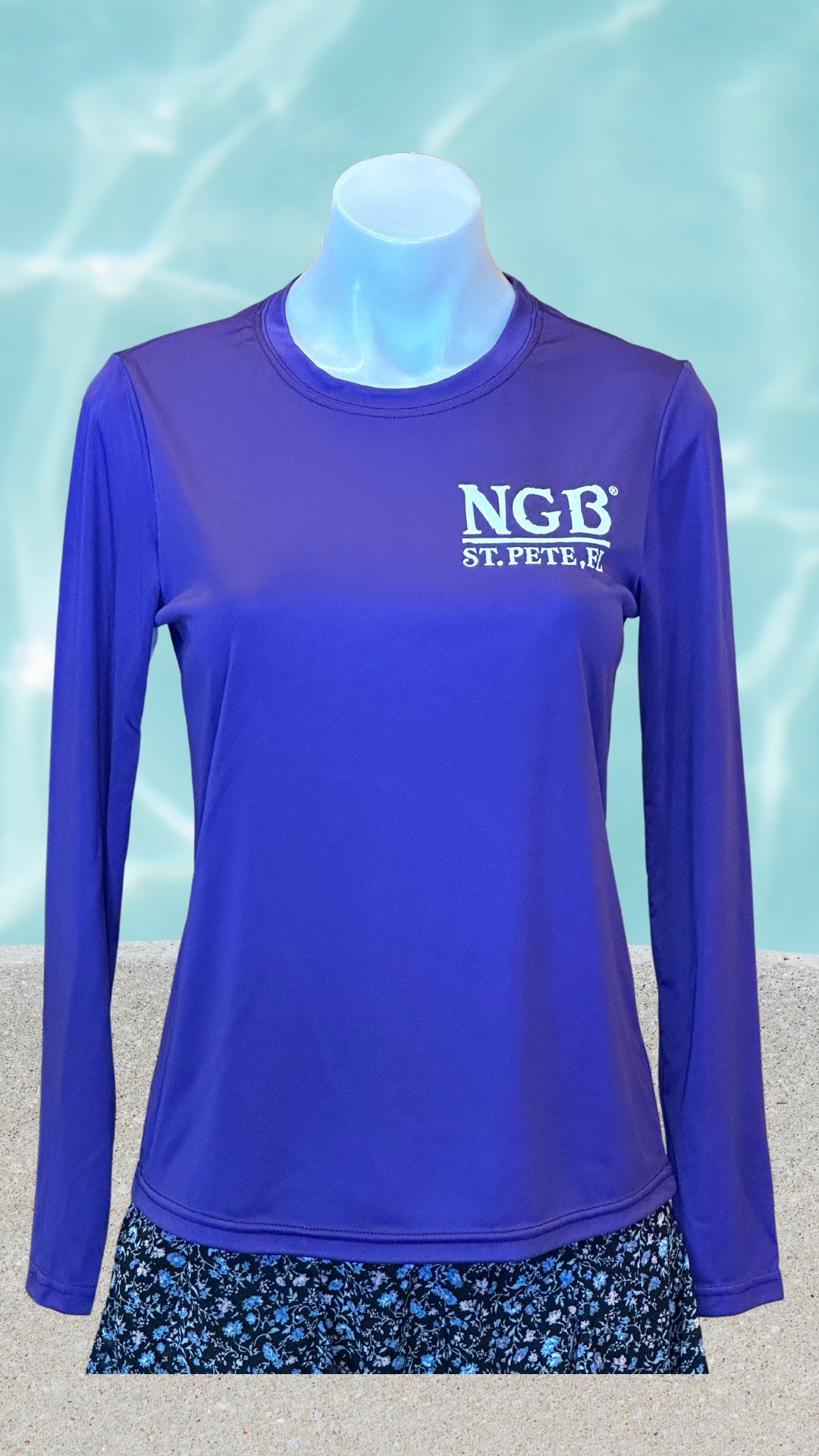 Women's Long Sleeve UPF Sun Shirt - Purple - White St. Pete Pelican
