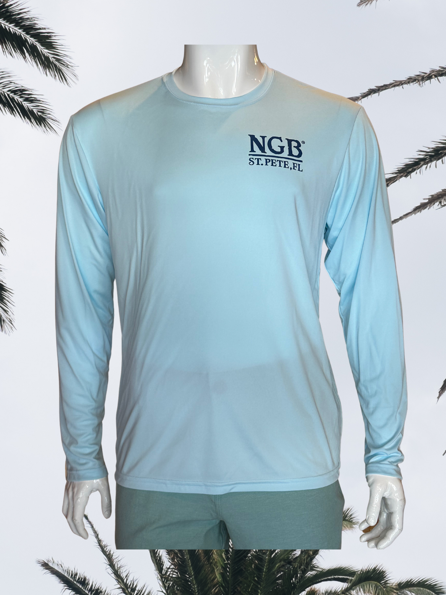 Long Sleeve UPF Sun Shirt - Pastel Blue - Blue St. Pete Pelican
