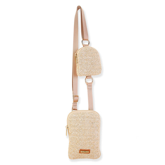 Crossbody Bag with Attached Small Pouch - Ivory