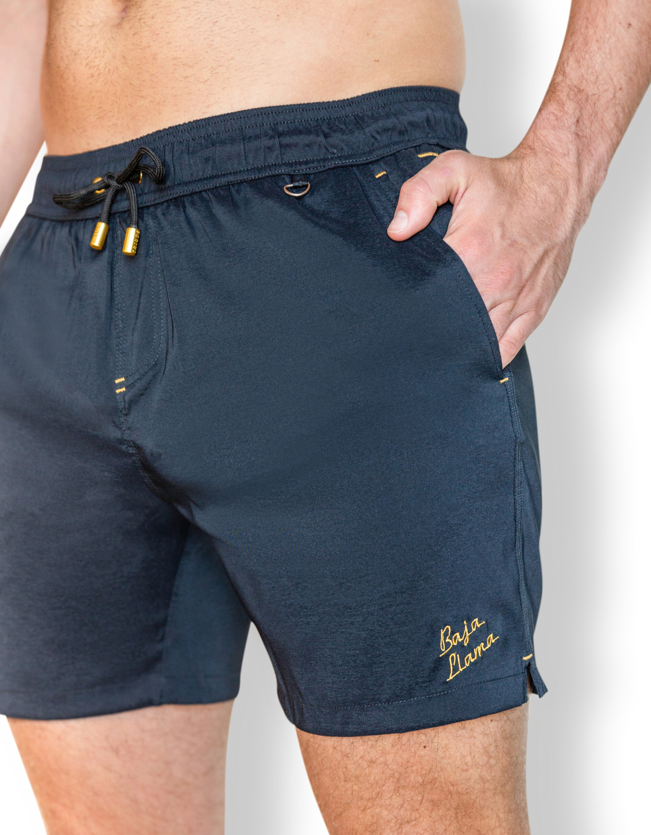 Neptune Elastic Waist Swim Shorts - Fort Knox (Black)