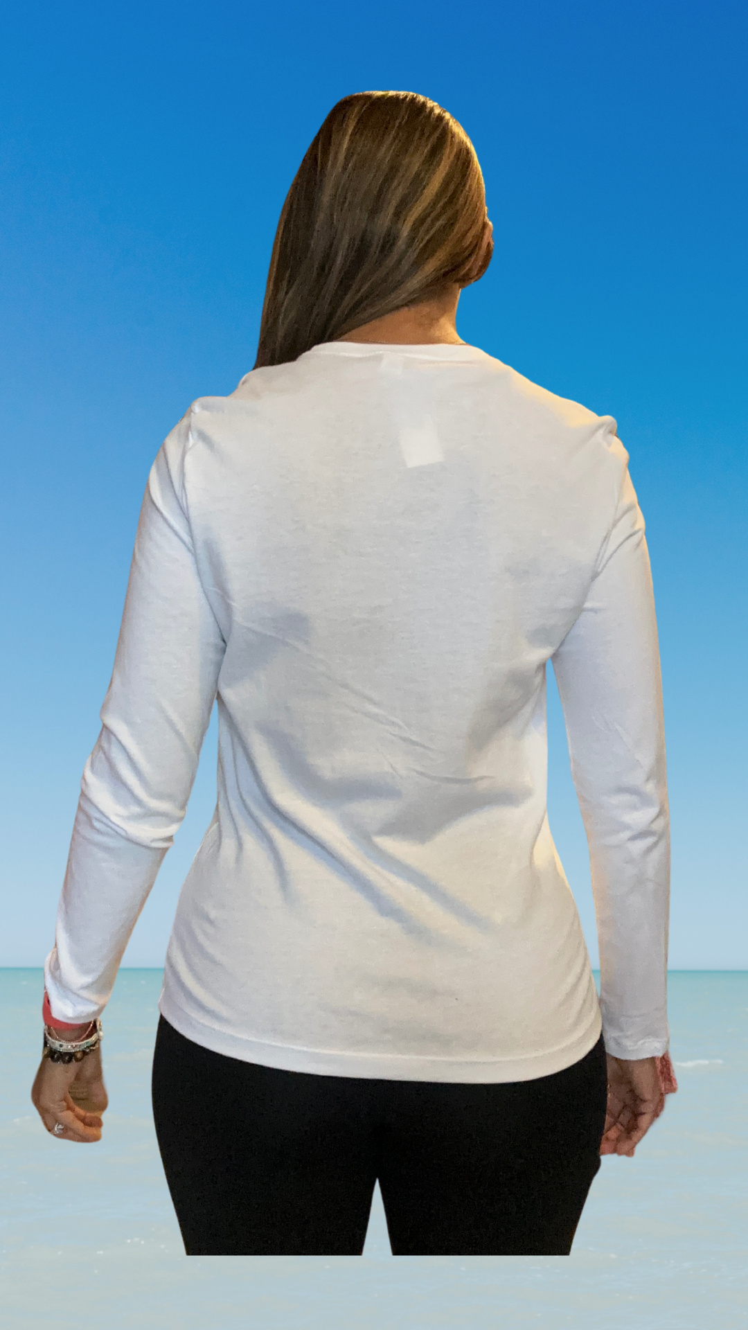 Women's Long Sleeve T-Shirt - White - Kaia Logo (Front) - Black Text