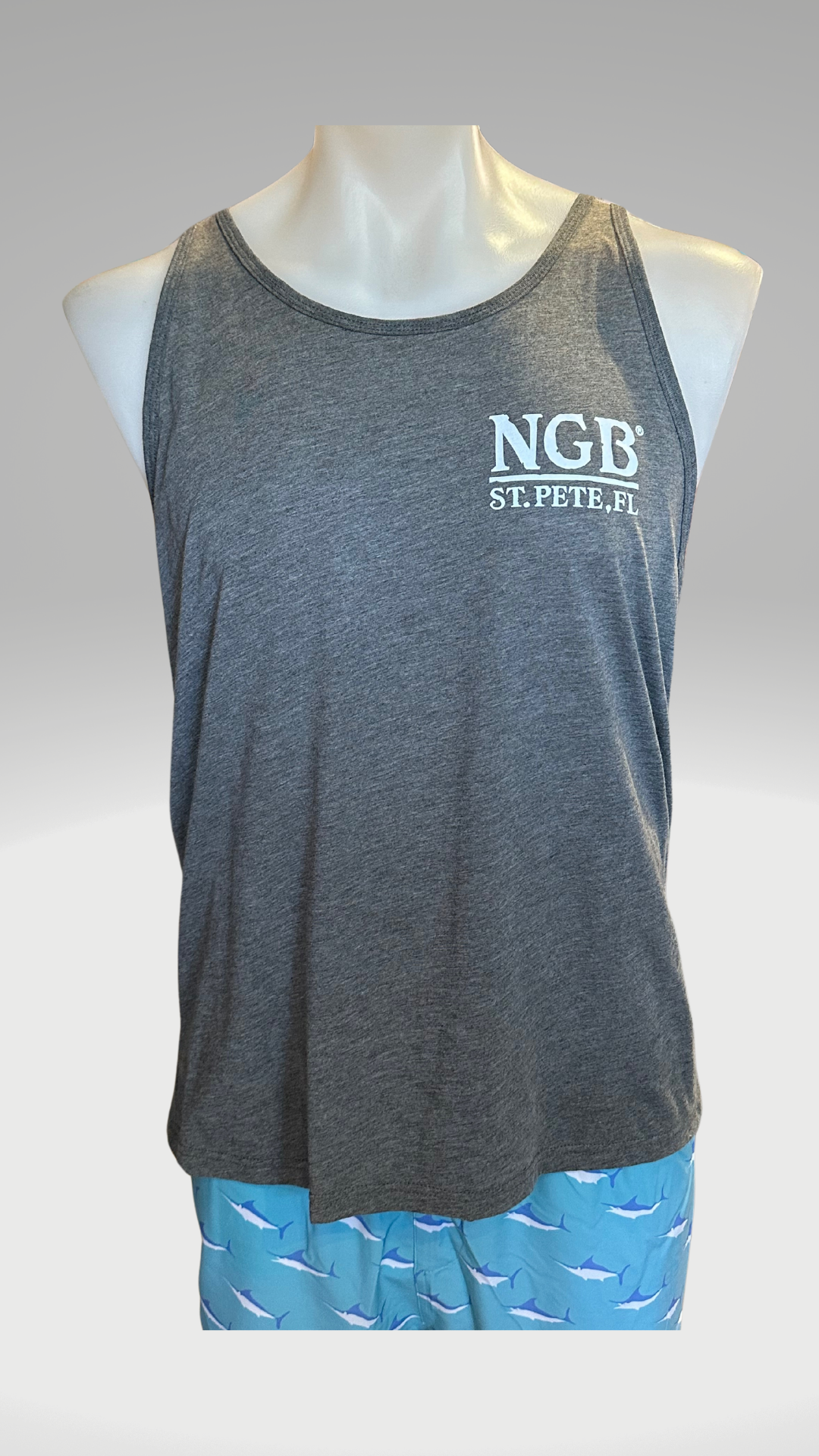 Men's Tank Top - Grey - Kaia on Distressed FL Flag