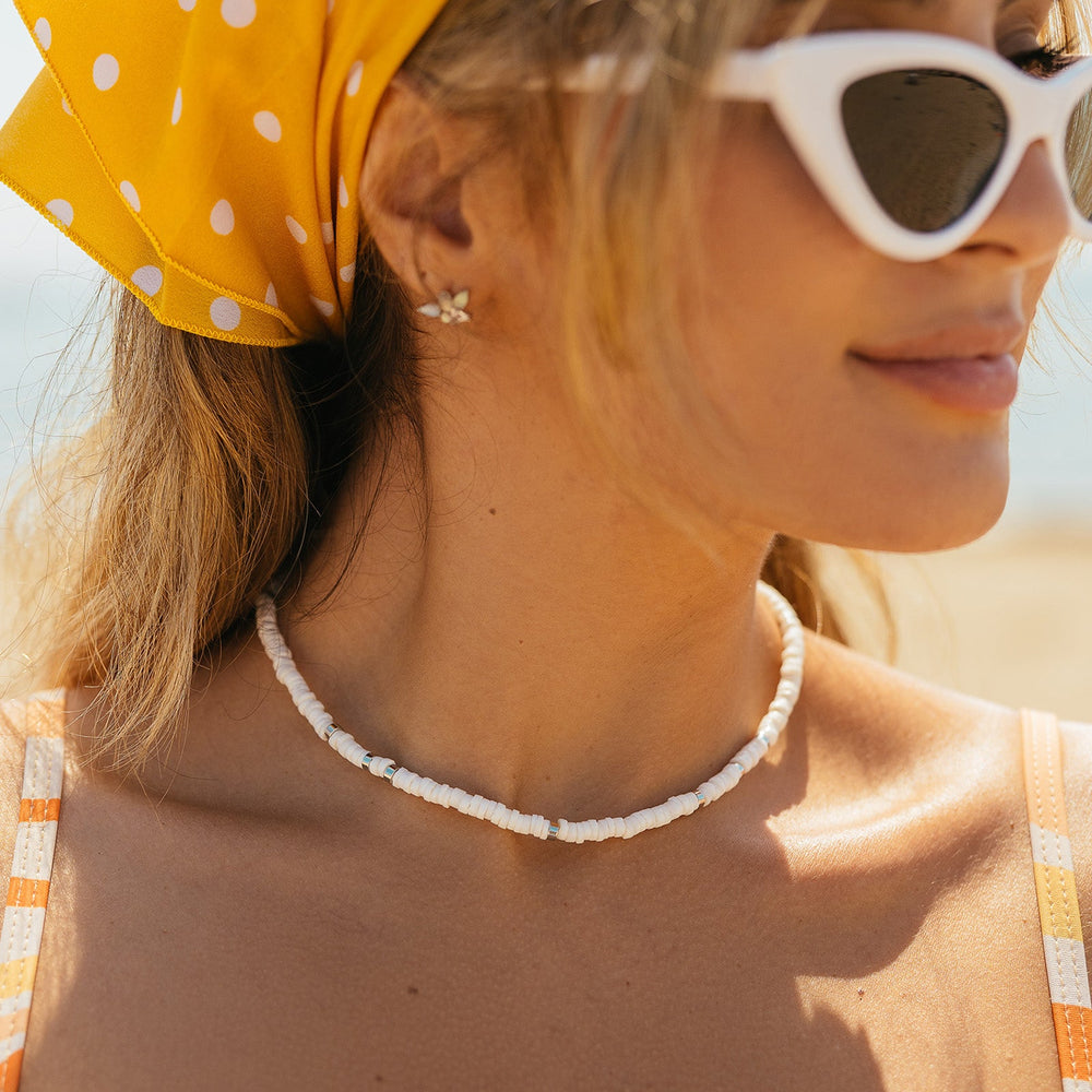 Necklace - Puka Shell Choker - Silver