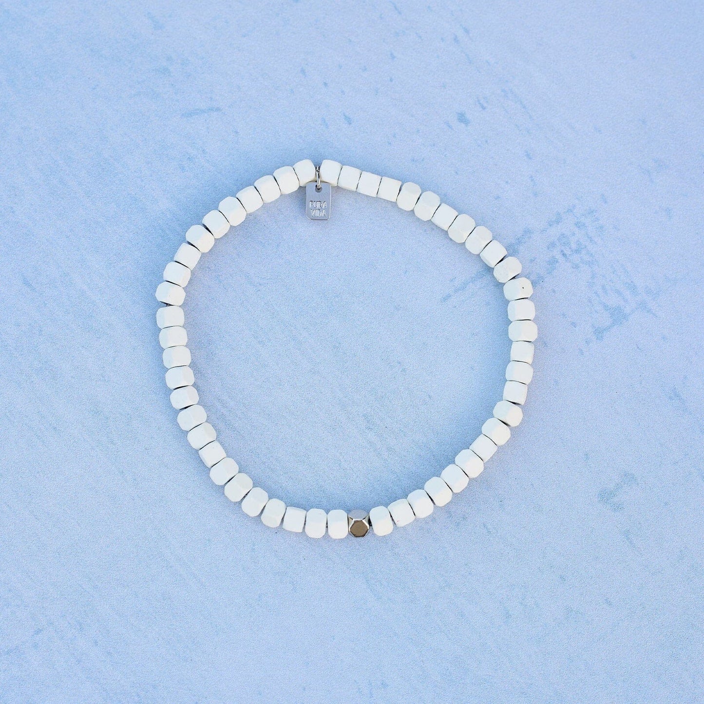 Stretch Bracelet - Coated Hematite - Cream