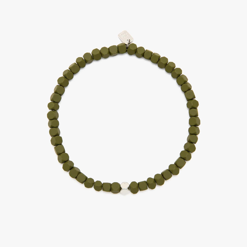 Stretch Bracelet - Coated Hematite - Olive