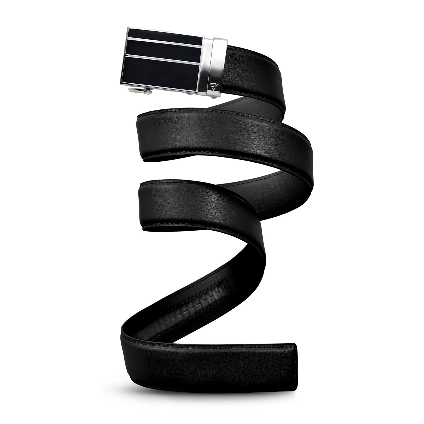 40mm Leather Ratcheting Belt - Black with Black Magic Buckle
