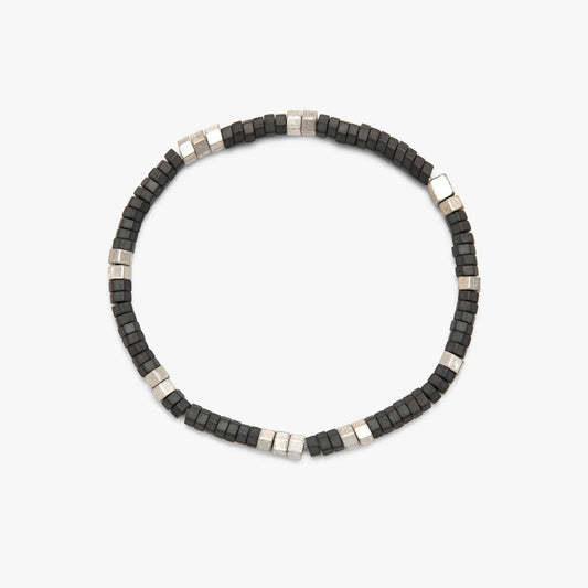Stretch Bracelet - Faceted Pyrite Bead - Silver