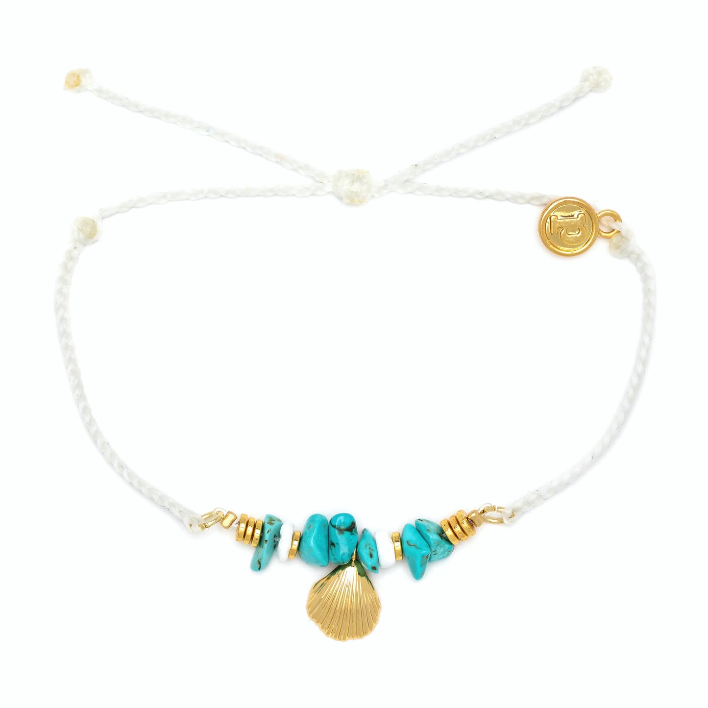Charm Bracelet - Mini Scallop - Gold - White