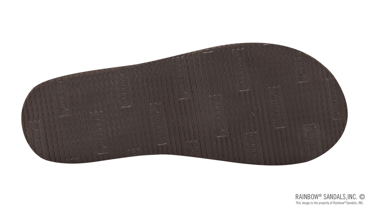Single Arch Narrow Strap Crystal Sandals - Dark Brown