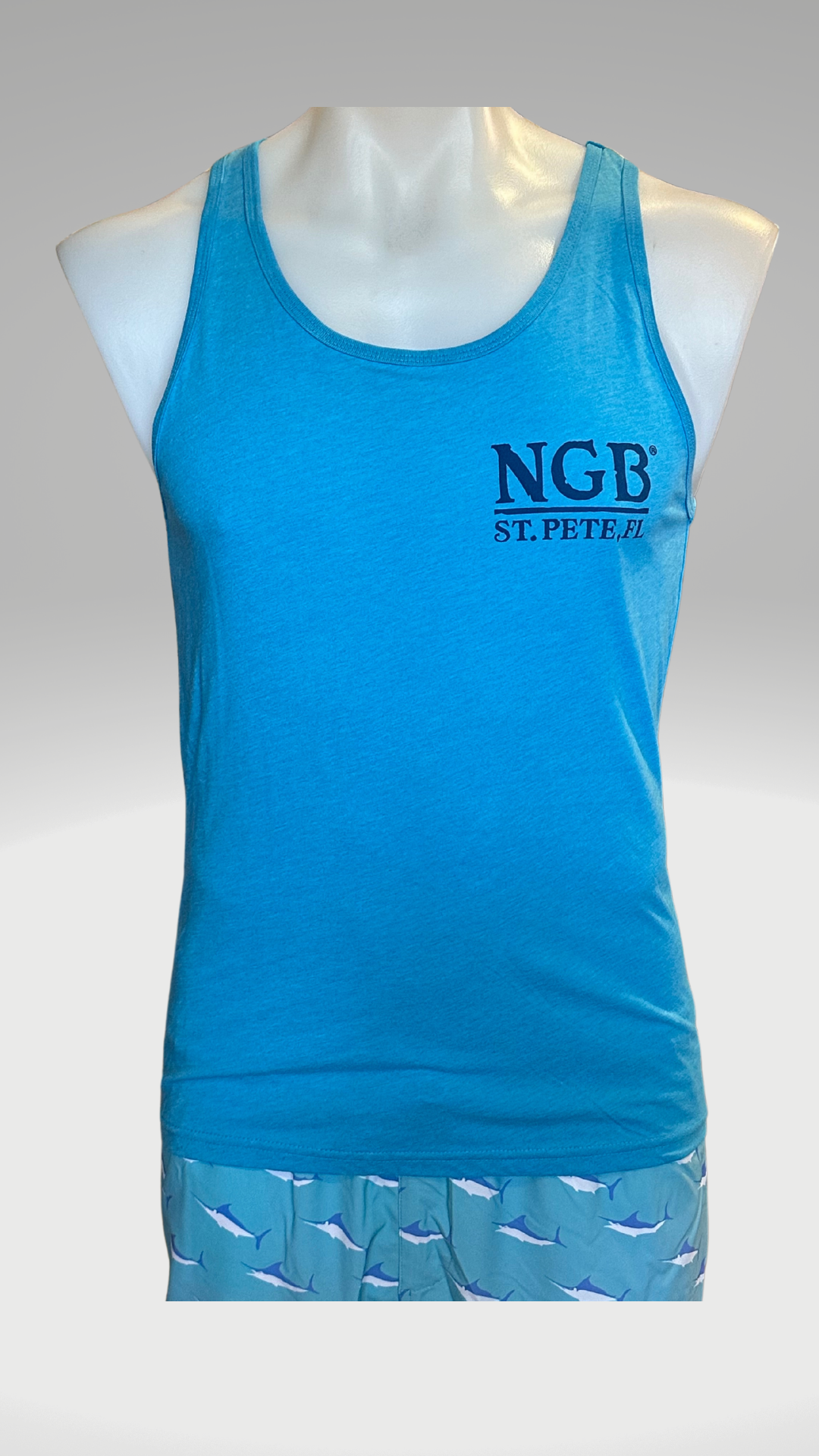 Men's Tank Top - Aqua - Blue St. Pete Pelican