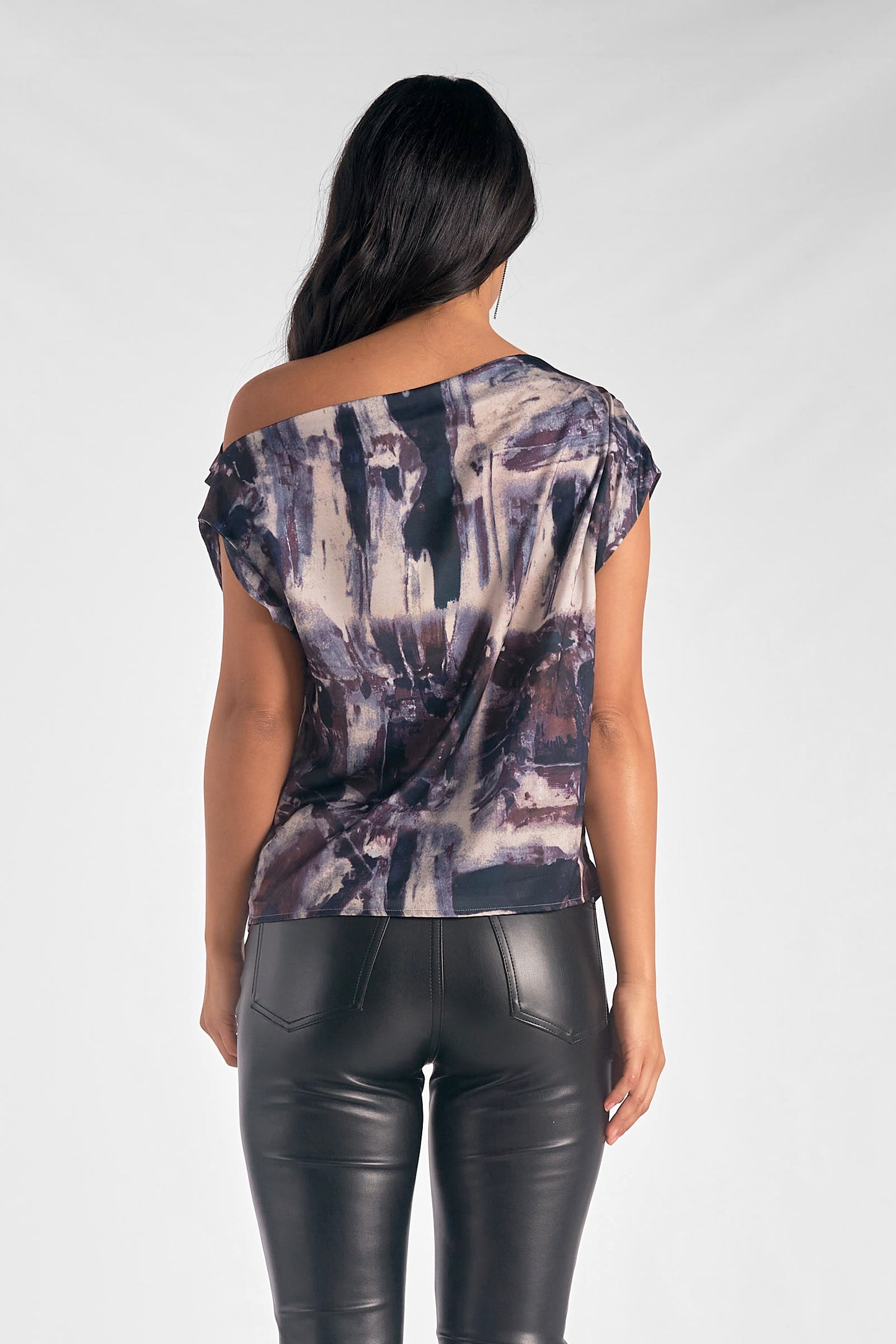 Sleeveless One Shoulder Top - Blue Marble
