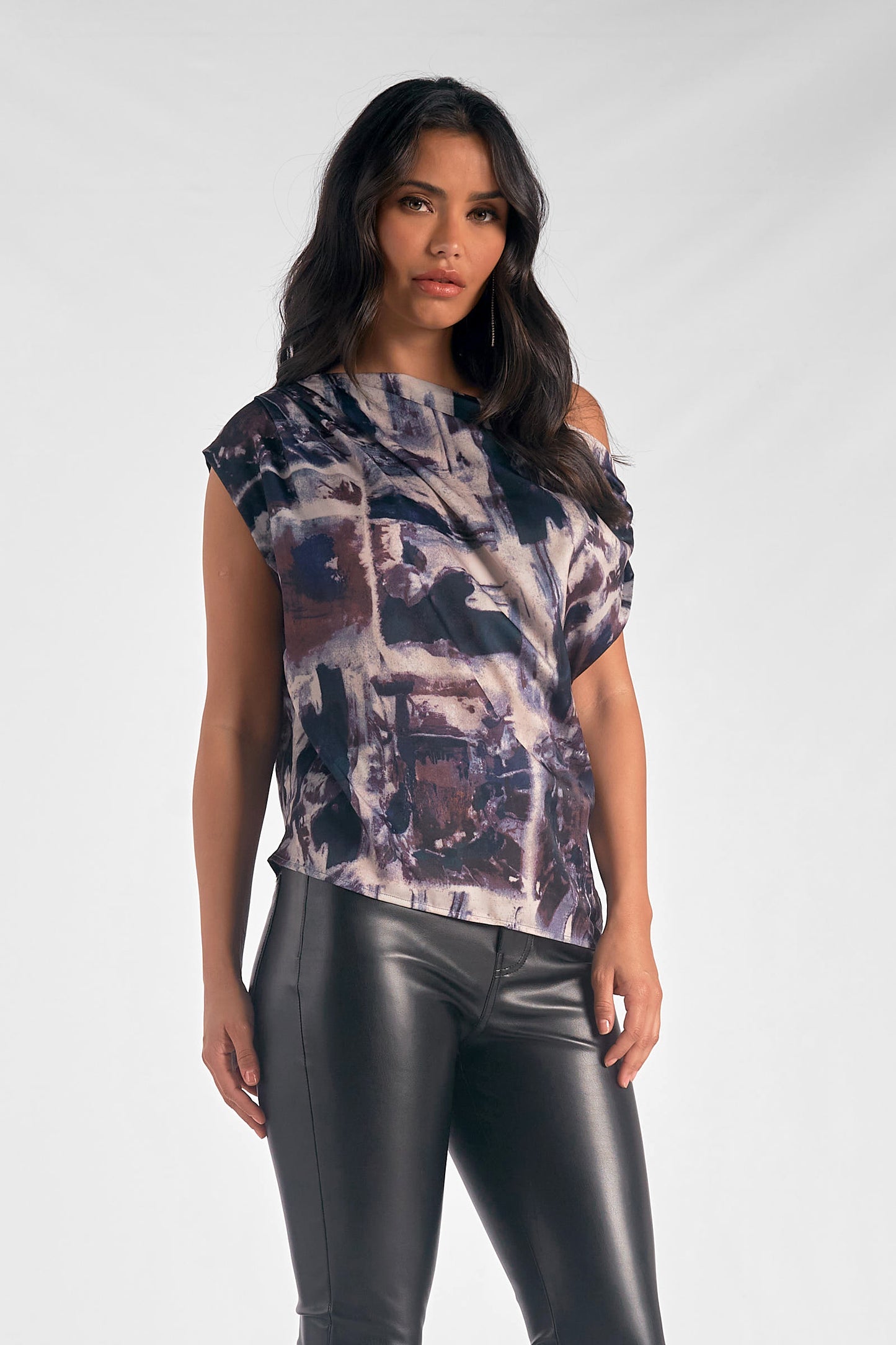 Sleeveless One Shoulder Top - Blue Marble