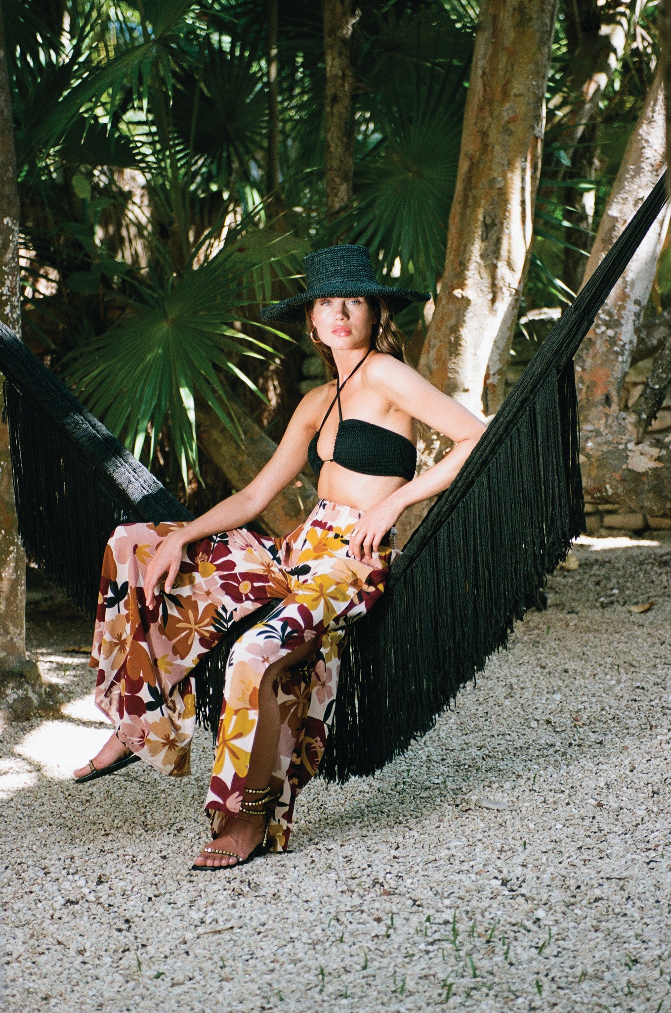 Pants with Side Slit and Elastic Waistband - Pink Polynesia